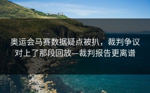奥运会马赛数据疑点被扒，裁判争议对上了那段回放—裁判报告更离谱