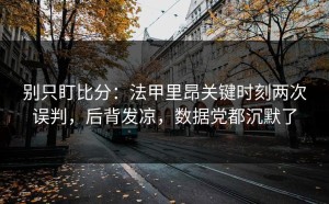 别只盯比分：法甲里昂关键时刻两次误判，后背发凉，数据党都沉默了