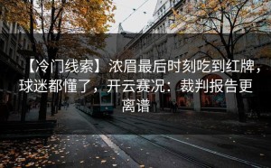 【冷门线索】浓眉最后时刻吃到红牌，球迷都懂了，开云赛况：裁判报告更离谱