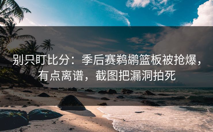 别只盯比分：季后赛鹈鹕篮板被抢爆，有点离谱，截图把漏洞拍死