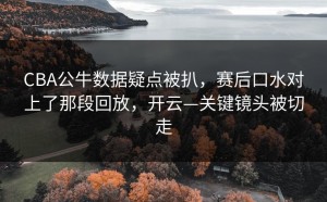 CBA公牛数据疑点被扒，赛后口水对上了那段回放，开云—关键镜头被切走