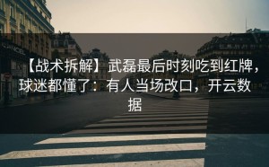 【战术拆解】武磊最后时刻吃到红牌，球迷都懂了：有人当场改口，开云数据