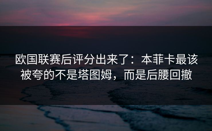 欧国联赛后评分出来了：本菲卡最该被夸的不是塔图姆，而是后腰回撤